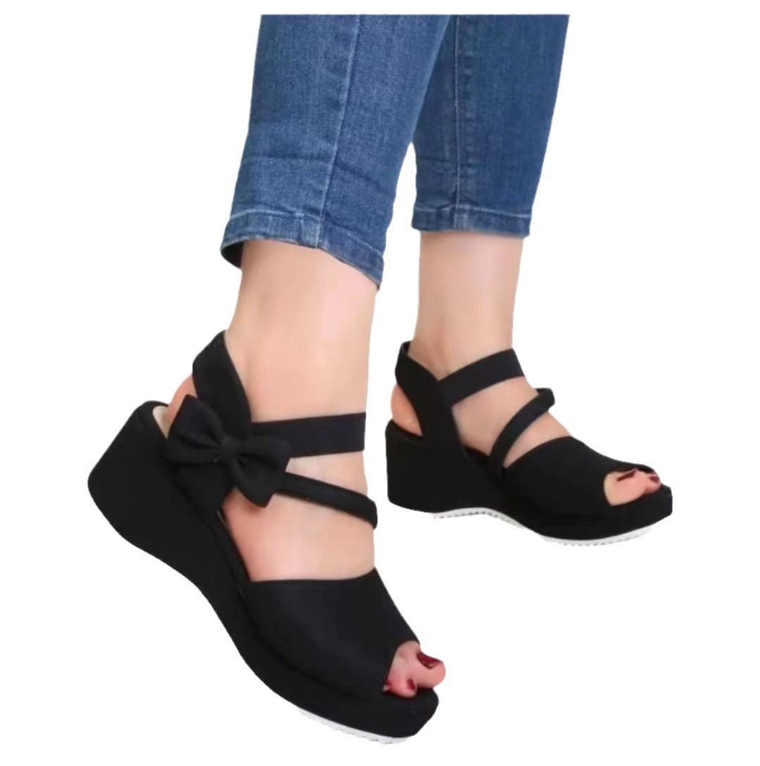 Plus Size Suede Wedge Peep Toe Sandals For Women - Eloy Royal