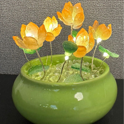 Glass Lotus Small Night Lamp Diy Lotus Ornaments - Eloy Royal