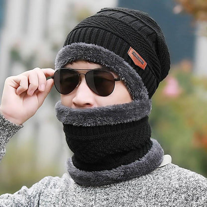 Hat Men&#039;s Winter Knitted Wool Hat Fleece-lined Thickened Korean Style Fashionable Warm Cold-proof Cycling Men&#039;s Cotton Hat In Autumn And Winter