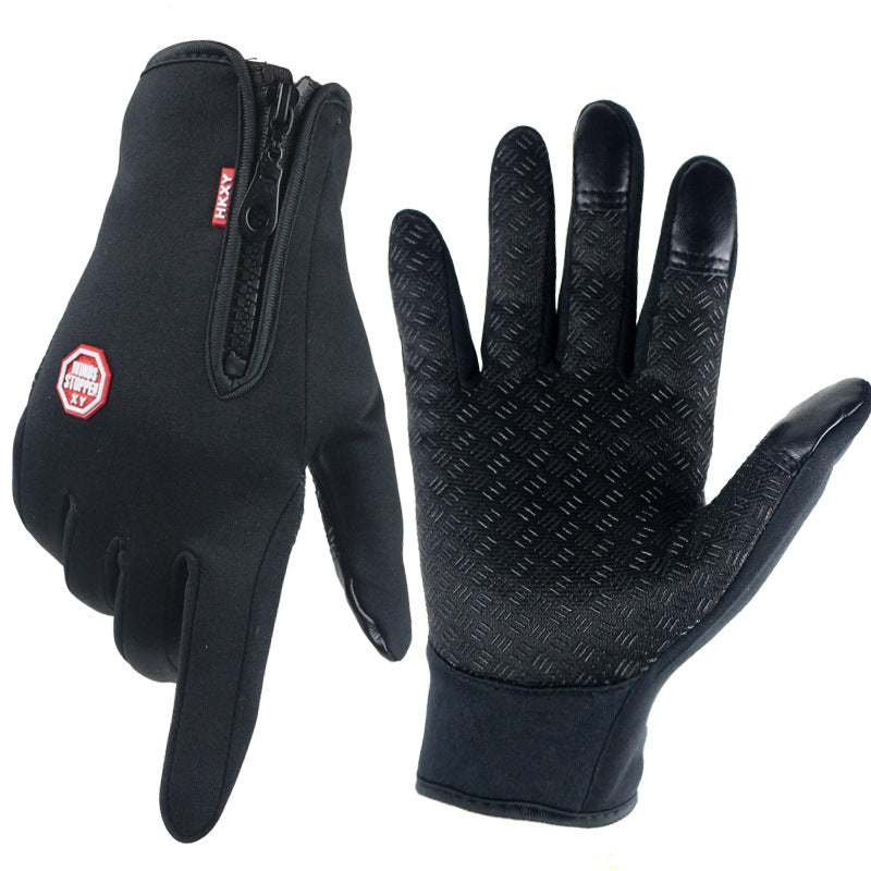 Touch Screen Gloves Winter Warm Fleece Gloves Men&#039;s And Women&#039;s Riding Outdoor Sports Non-slip Snow Mountaineering Zipper Motorcycle