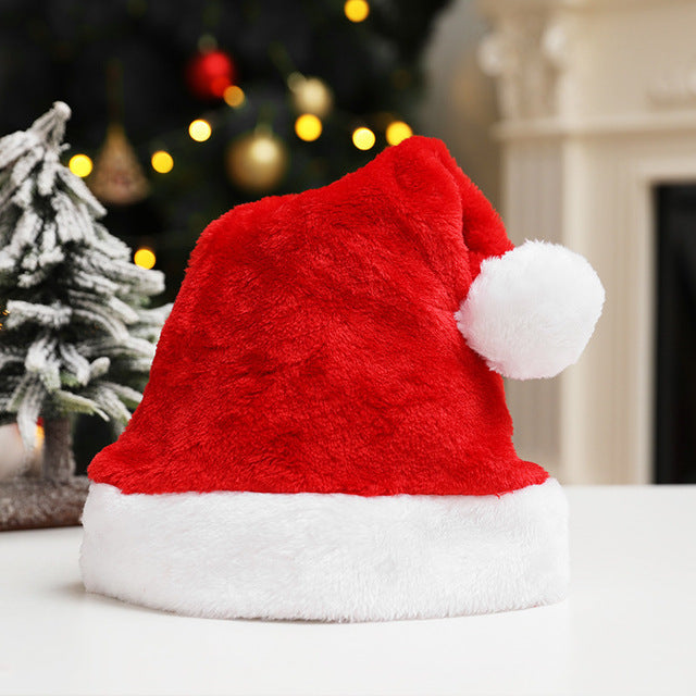 Short Plush Christmas Hat Adult Hat Red Green Pink Blue Black Gray Purple