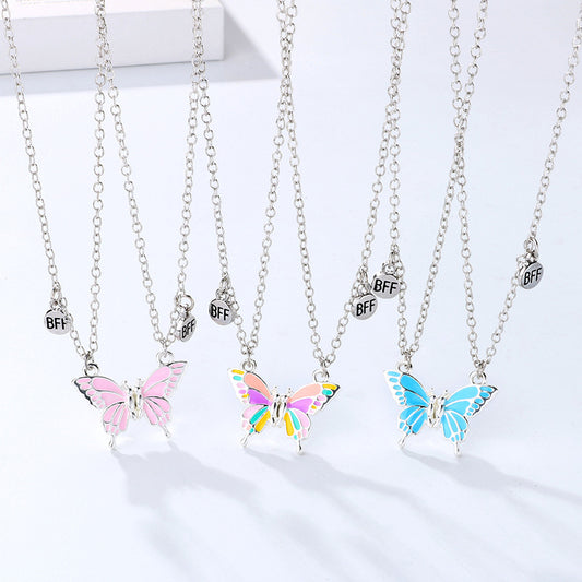 Creative Good Friend Pendant Butterfly Couple Necklace