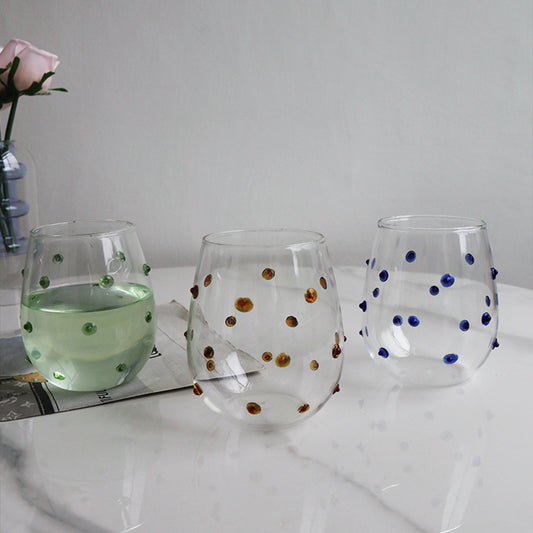 Creative Blue Irregular Dot Glass Set Cup