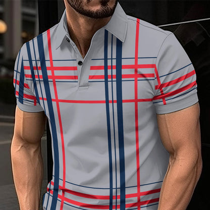 Men's Printed Lapel Button Sport Short Sleeved Shirt - Eloy Royal