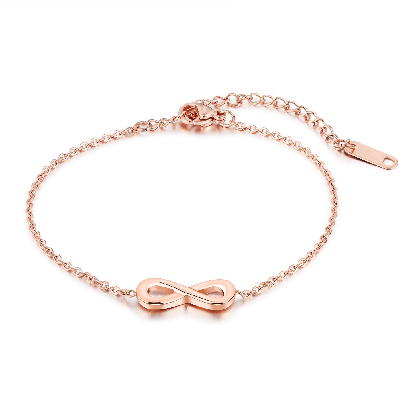 Infinite 8 Words Simple Titanium Steel Rose Gold Plated Bracelet