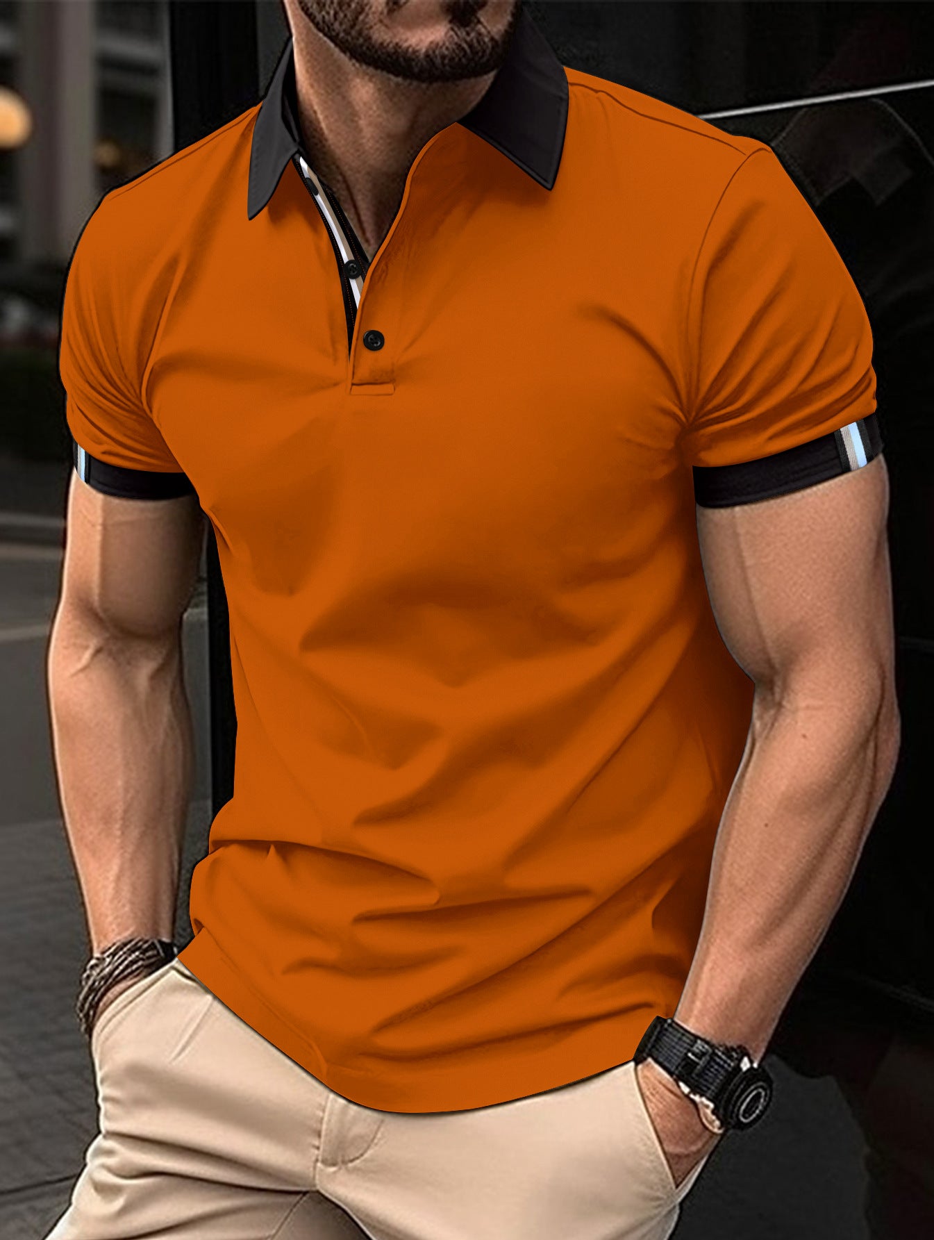 Men's Casual Button Solid Color Short Sleeves - Eloy Royal