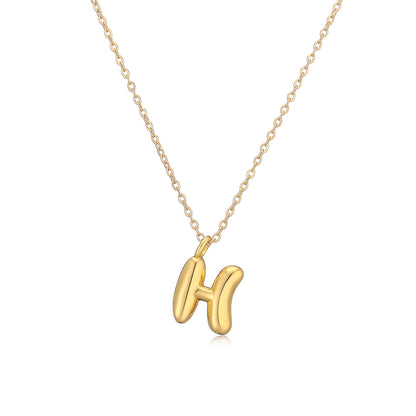 Copper Plated Gold 26 English Letters Pendant Necklace Niche Personality Clavicle Chain