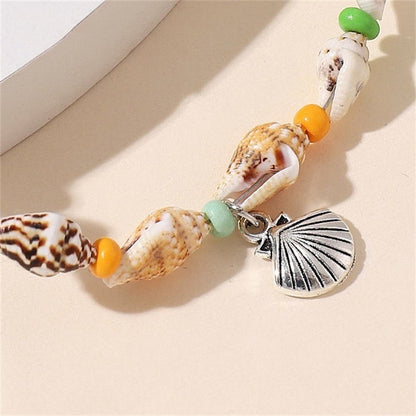 Beach Starfish Pendant Conch Bead Shell Bracelet