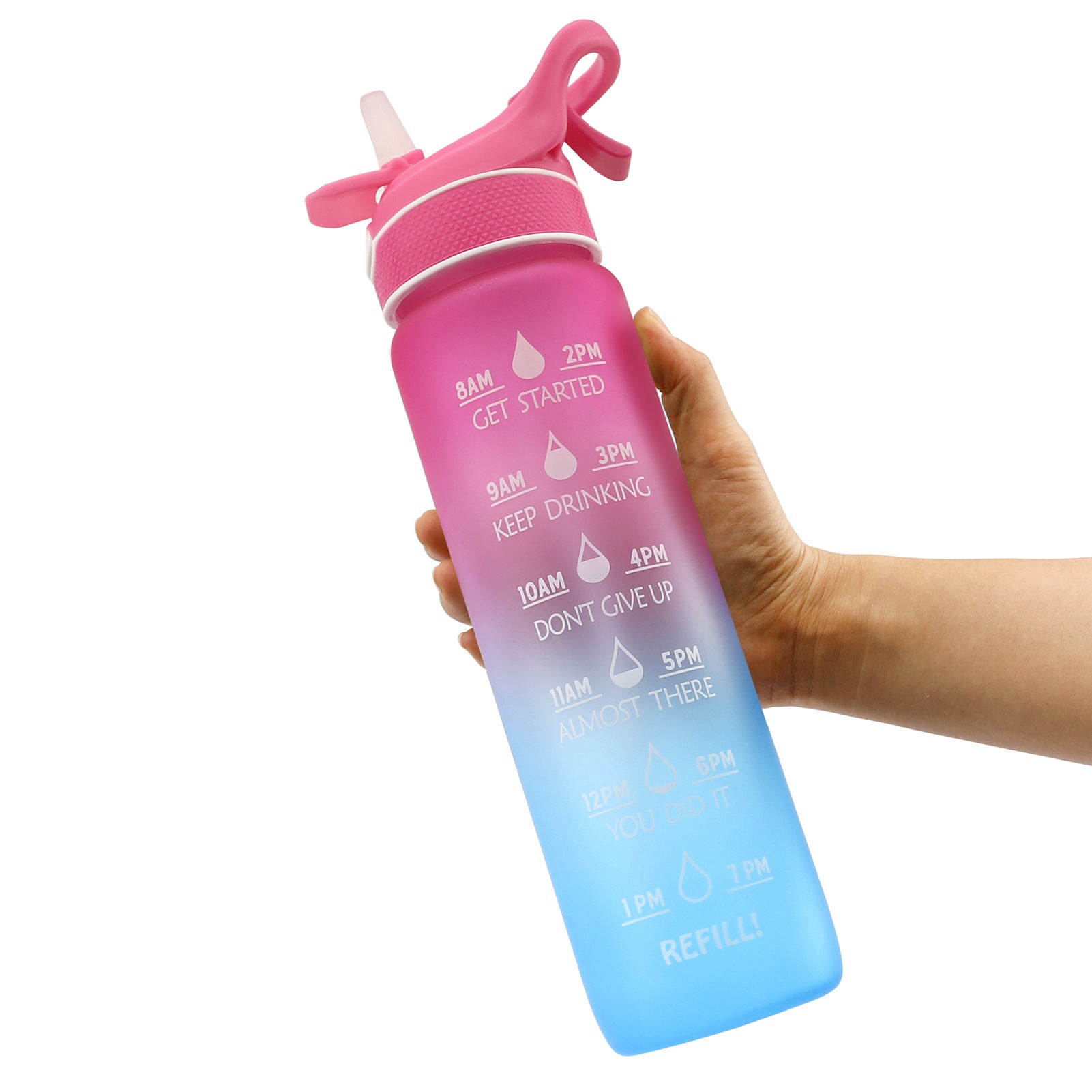 1000ML Plastic Spray Water Bottle Scrub Bounce Cover Straw Space Cup Sports Water Bottle - Eloy Royal