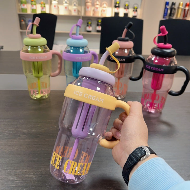 Plastic Water Bottle With Straw Cartoon Cup Drinking Cup Portable Water Bottle 1200ml Kitchen Gadgets - Eloy Royal