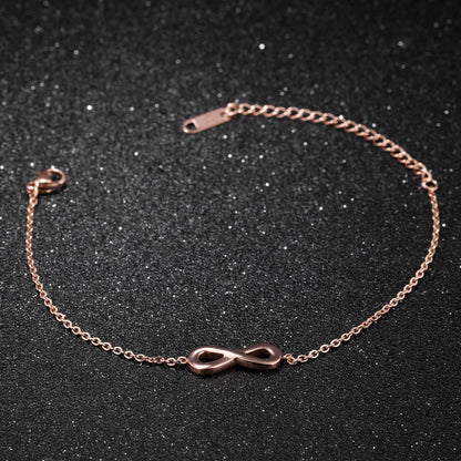 Infinite 8 Words Simple Titanium Steel Rose Gold Plated Bracelet