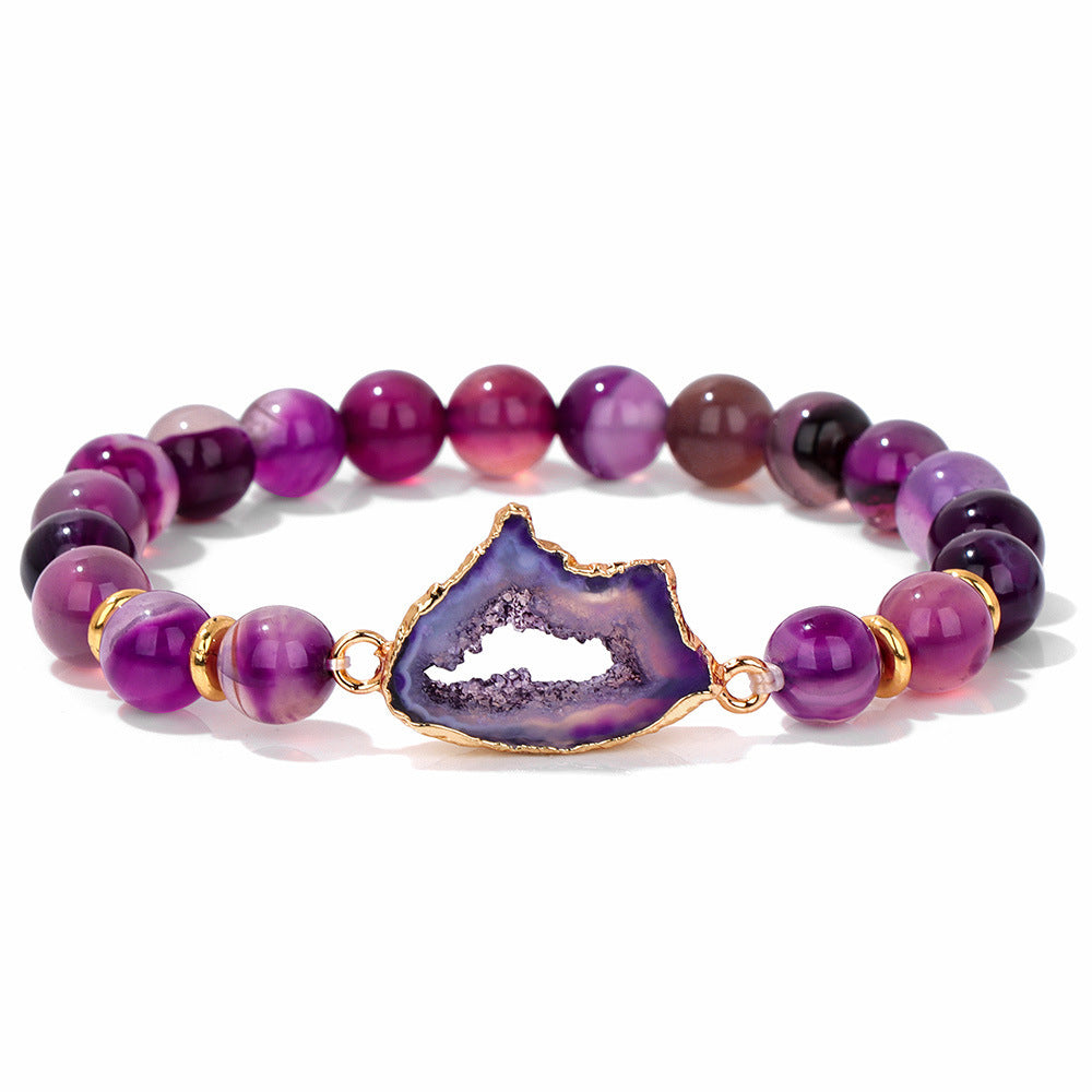 Agate Beads Vug Stone Bracelet Women