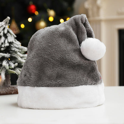 Short Plush Christmas Hat Adult Hat Red Green Pink Blue Black Gray Purple