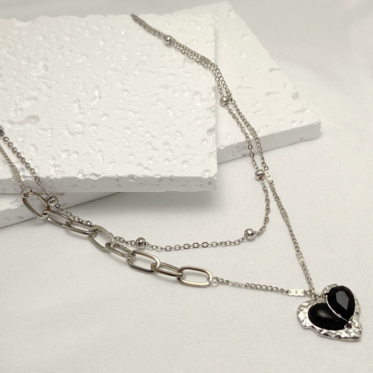 Fashion Love Pendant Double-layer Necklace Female Clavicle Chain