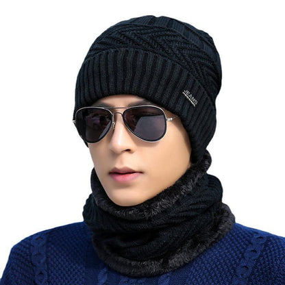 Hat Men&#039;s Winter Knitted Wool Hat Fleece-lined Thickened Korean Style Fashionable Warm Cold-proof Cycling Men&#039;s Cotton Hat In Autumn And Winter