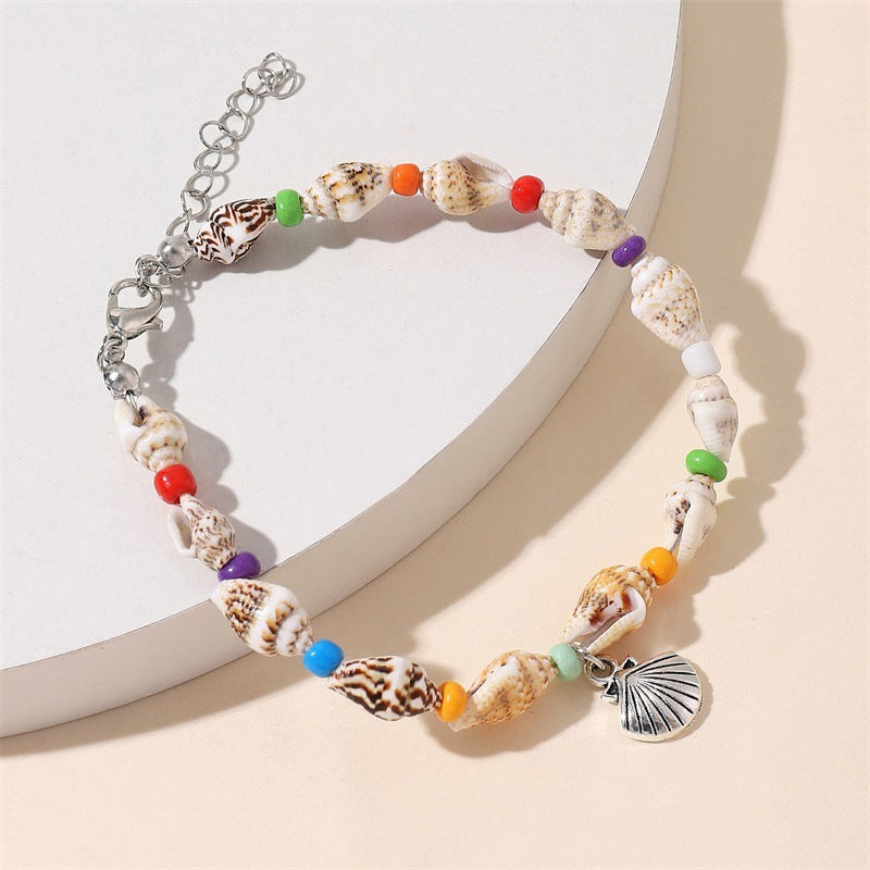 Beach Starfish Pendant Conch Bead Shell Bracelet