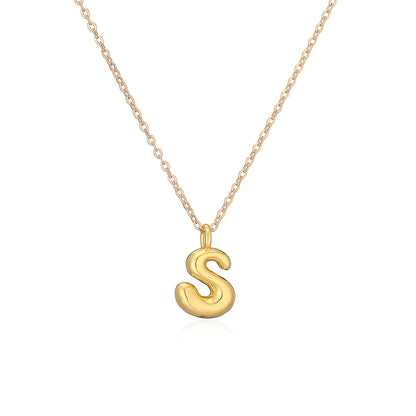 Copper Plated Gold 26 English Letters Pendant Necklace Niche Personality Clavicle Chain