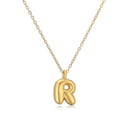 Copper Plated Gold 26 English Letters Pendant Necklace Niche Personality Clavicle Chain