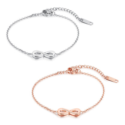 Infinite 8 Words Simple Titanium Steel Rose Gold Plated Bracelet