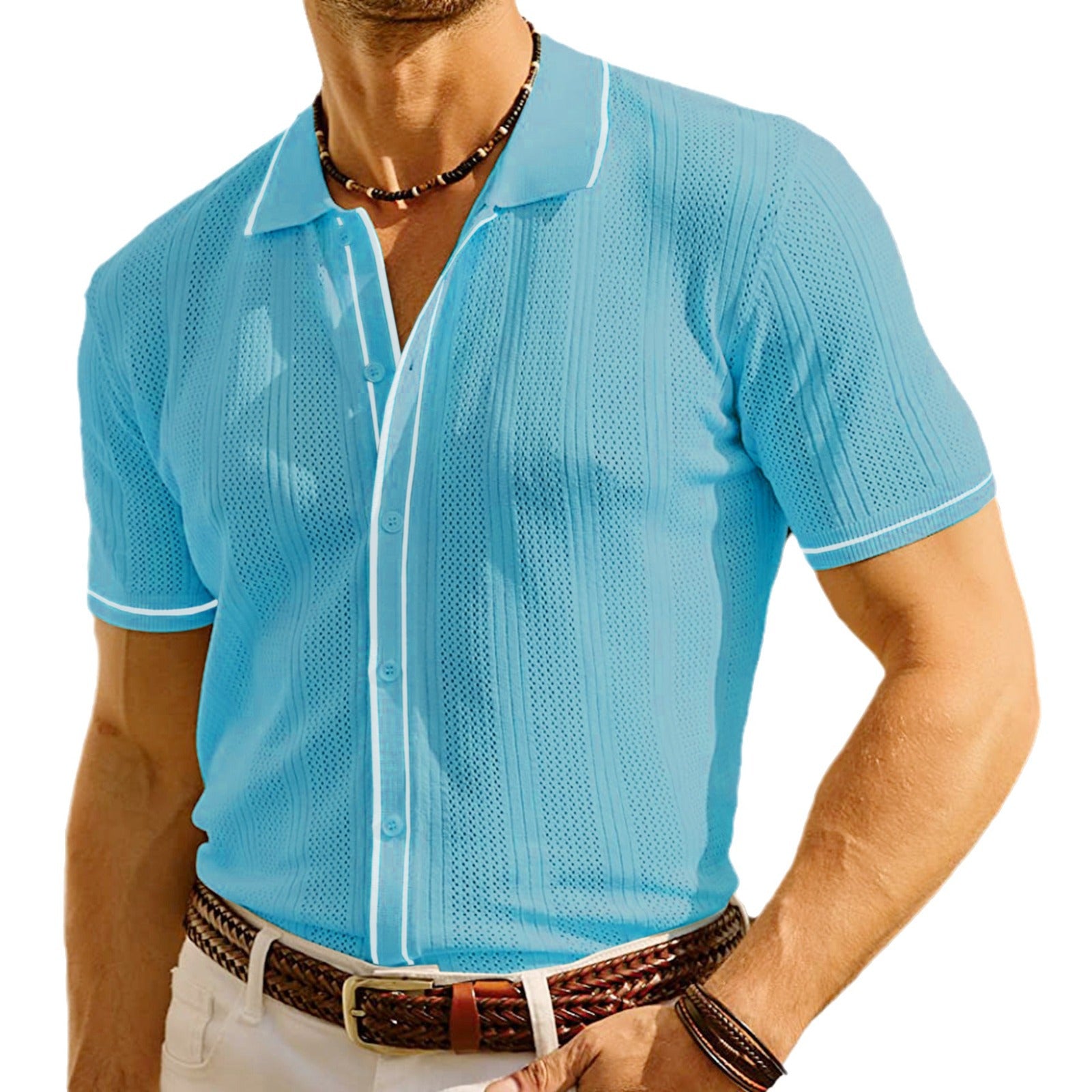 Men's Summer Tencel Knitwear Casual Short Sleeve - Eloy Royal