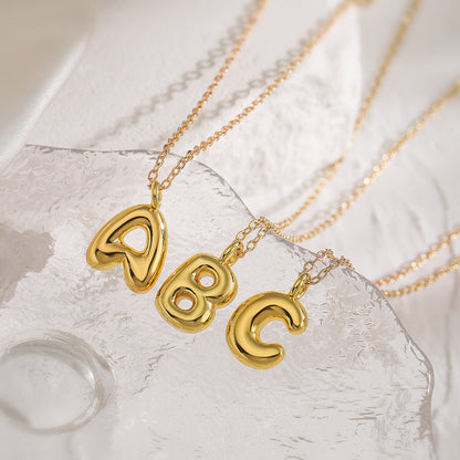 Copper Plated Gold 26 English Letters Pendant Necklace Niche Personality Clavicle Chain