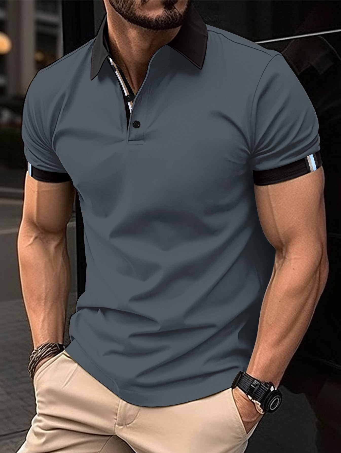 Men's Casual Button Solid Color Short Sleeves - Eloy Royal