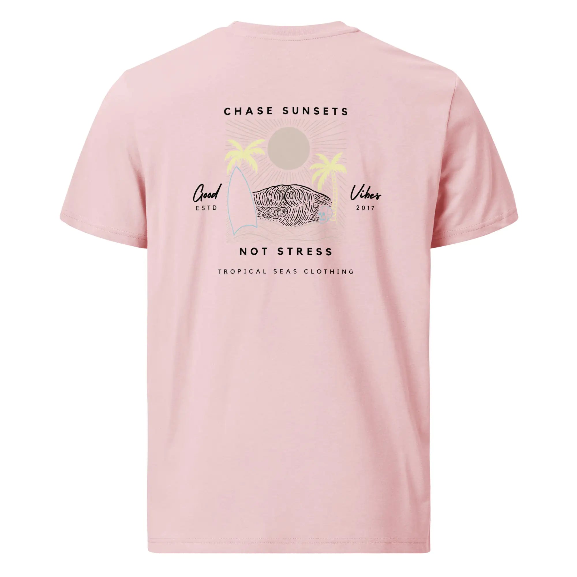 Chase Sunsets, Not Stress Organic Cotton T-Shirt Cotton Pink XL