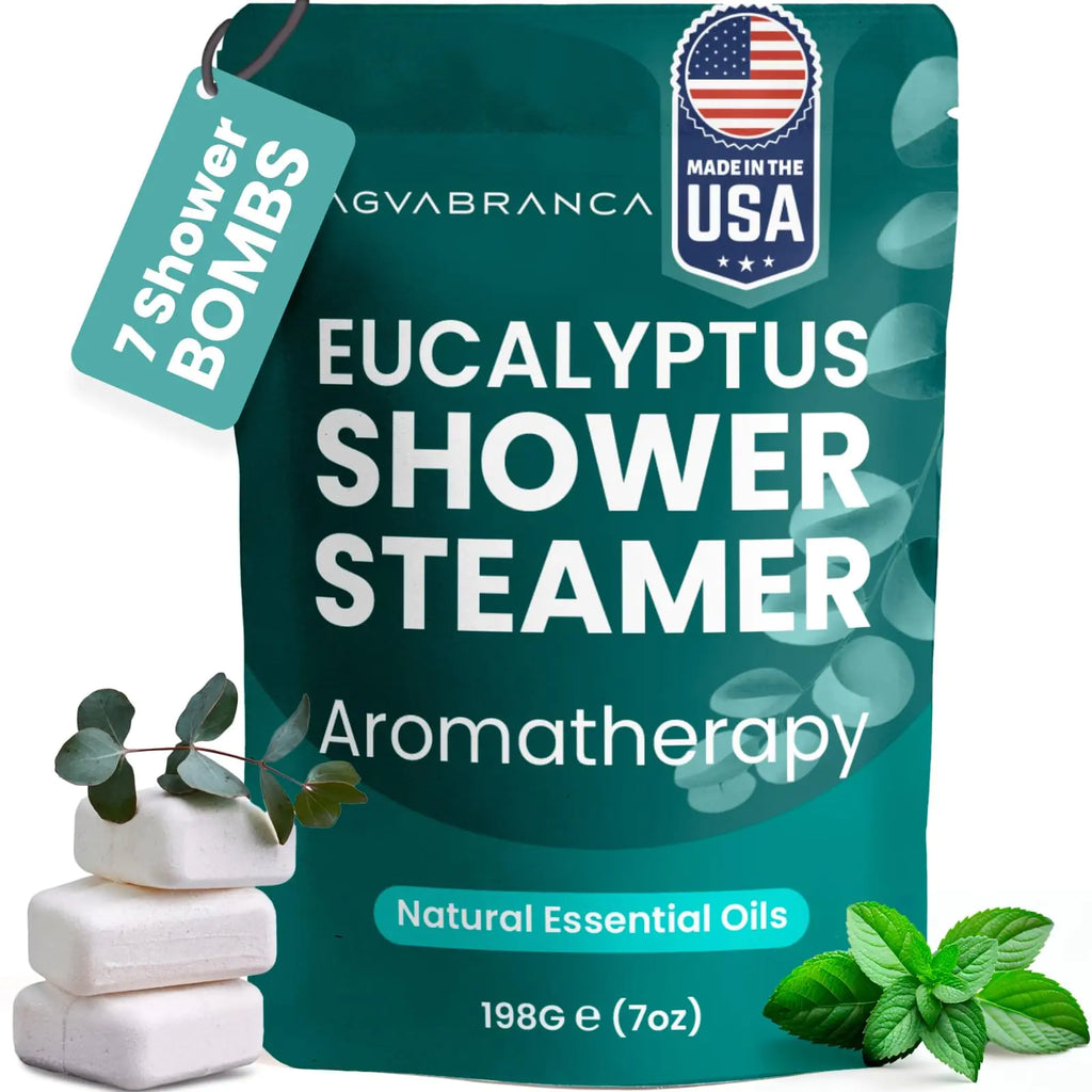 Eucalyptus Shower Steamers Aromatherapy - 7 USA Made Shower Bombs Aromatherapy Menthol Shower Steamer Sinus Relief Shower Eucalyptus Steamers Aromatherapy Gifts for Women Spa Gifts for Men Her