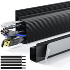 Cable Management Under Desk 31.5 J Channel Cable Raceway 2 Pack Cord Hider Desk Cable Tray No Drilling Under Desk Cable Management Tray Self Adhesive Desk Wire Management 15.7x1.1x2.4 in Black Black