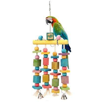 Parrot Toys Macaw Hanging Acrylic with Bells Bites Chew On Cages Cockatoo Stand Rack Swing Bird Toy Pet Product - Eloy Royal