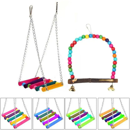 Parrot Toys Macaw Hanging Acrylic with Bells Bites Chew On Cages Cockatoo Stand Rack Swing Bird Toy Pet Product - Eloy Royal