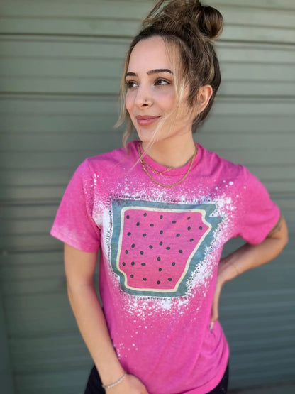 Watermelon Arkansas Bleach Tee