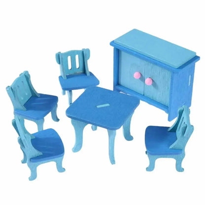 Pink Bathroom Furniture Bunk Bed House Furniture for Dolls Wood Miniature Furniture Wooden Toys for Children Birthday Xmas Gifts - Eloy Royal