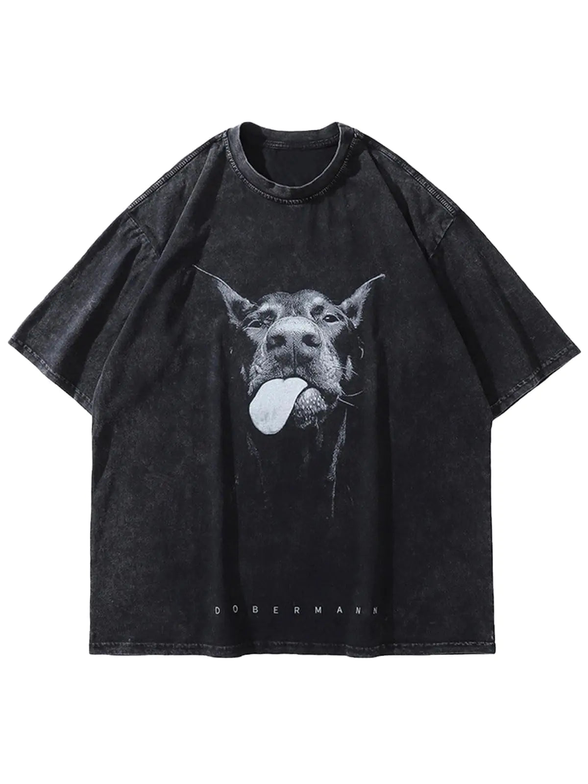 Laixton Mens Graphic Tees Shirt Unisex Cotton Oversized T-Shirt Short Sleeve Vintage Streetwear Casual Tee Top Big Dog Black XX-Large