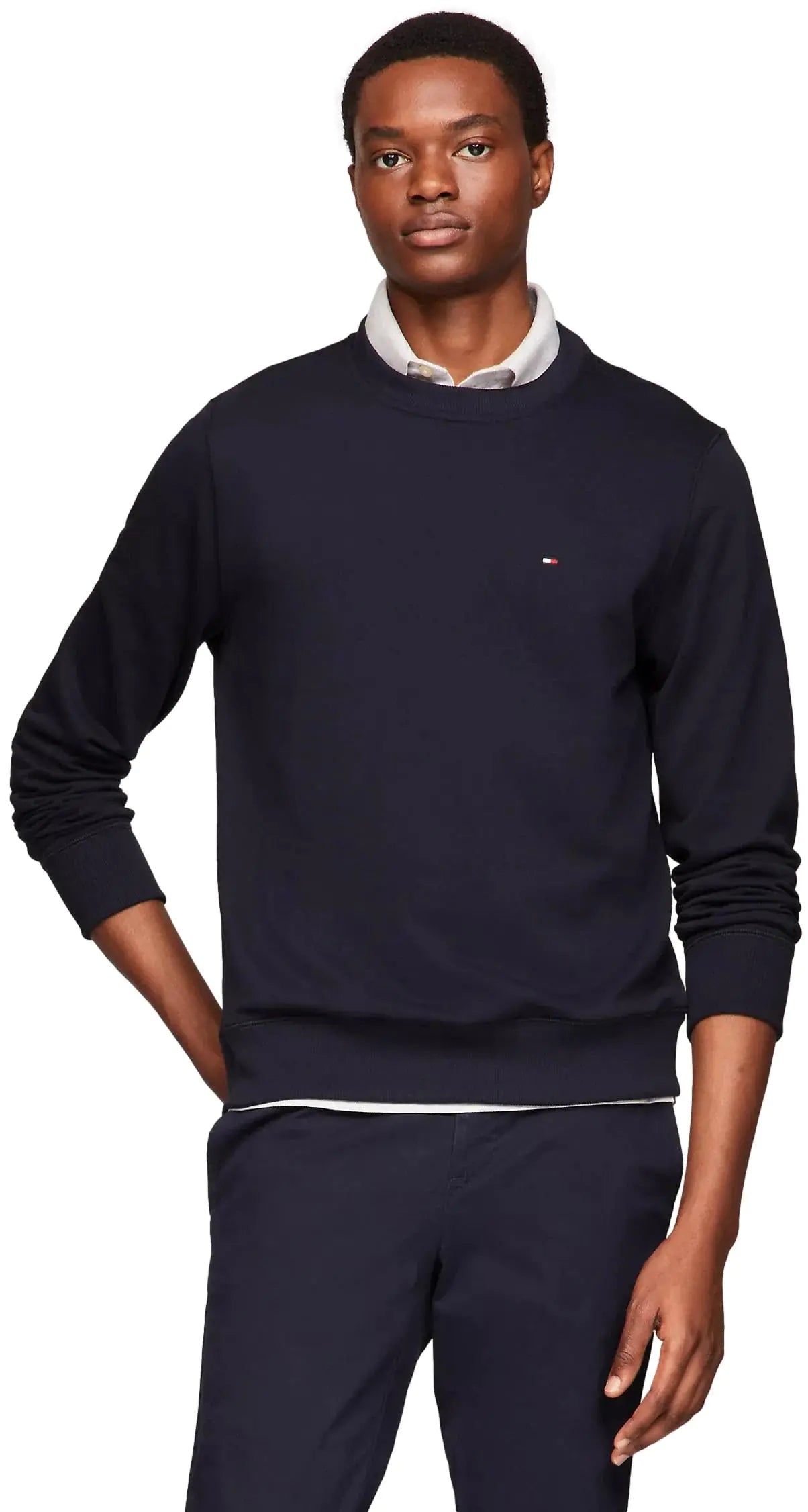 Tommy Hilfiger Mens Solid Crewneck Sweatshirt Navy XL French Navy X-Large