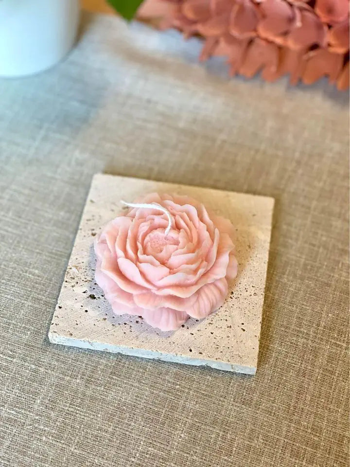 Peony Soy Wax Scented Candle Pale Pink Unscented