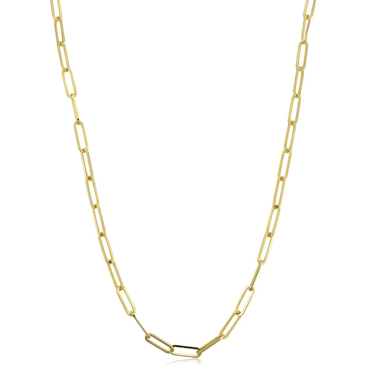 Italian Sterling Silver 18K Gold Plated Choice of Length Paper Clip Necklace - Eloy Royal