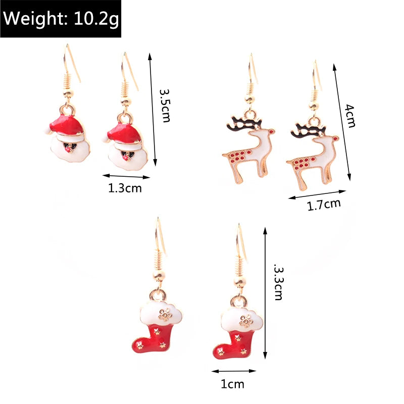 New Fashion Mix Styles Merry Christmas Drop Earrings for Women Christmas Tree Deer Santa Dangle Earrings New Year Jewelry Gifts