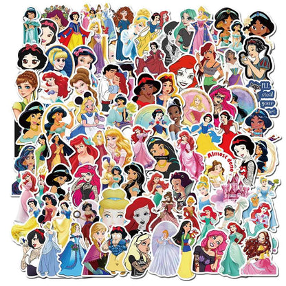 10/30/50/100PCS Disney Mix Cartoon Princess Sticker DIY Diary Laptop Luggage Skateboard Graffiti Decals Fun for Kid Toys