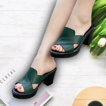 Women Summer New High Heels Slippers Feamle Thick Heel High-heeled Casual Shoes Outdoor Heel Slippers Footwear Zapatos De Mujer - Eloy Royal