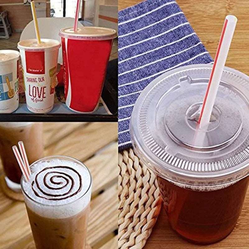 100-1500 Pcs Disposable Elbow Plastic Straws For Kitchenware Bar Party Event Supplies Striped Bendable Cocktail Drinking Straws