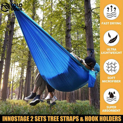 102x55inch Outdoor Double Camping Hammock with Tree Strap Lightweight Parachute 210T Nylon Hammock Swing Chair for Hiking Garden