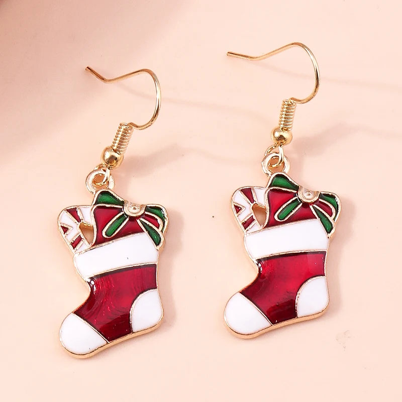 New Fashion Mix Styles Merry Christmas Drop Earrings for Women Christmas Tree Deer Santa Dangle Earrings New Year Jewelry Gifts