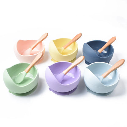 28Colors Baby Silicone Suction Bowls for Kids Waterproof Baby Feeding Tableware Spoon Children Dishes Kitchenware Infant Plates - Eloy Royal