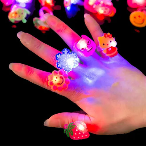 HOT SALE 10/5Pcs Cartoon LED Luminous Finger Rings Shine In The Dark Light Toys for kids Girl Birthday Party Favors Gifts - Eloy Royal