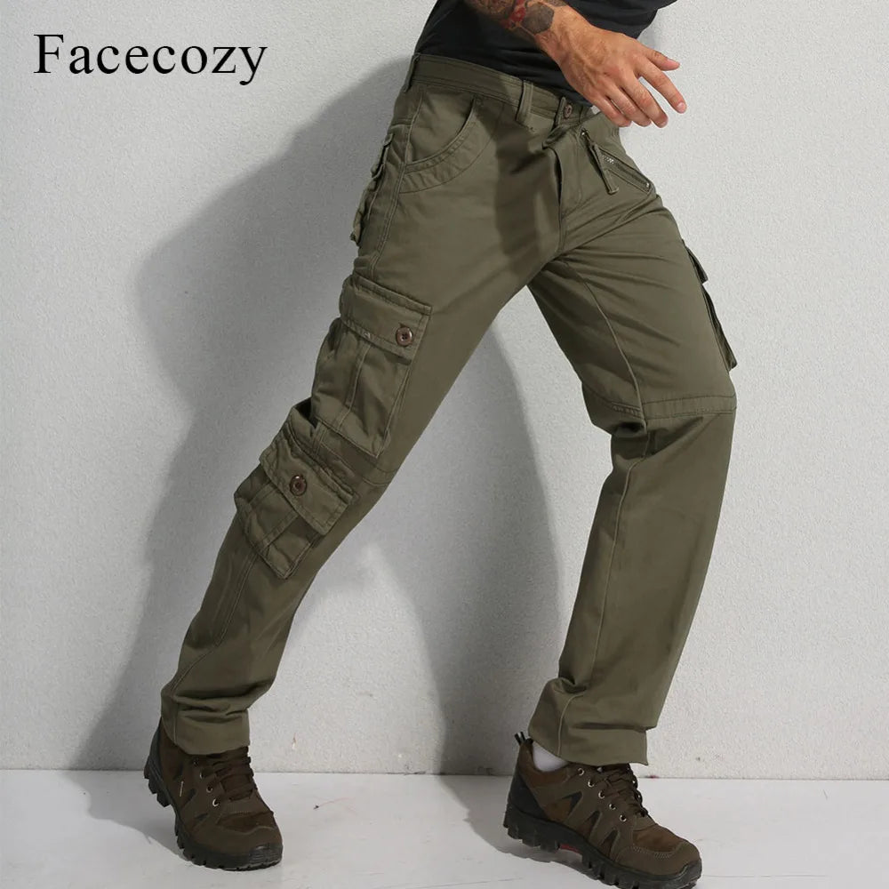 Facecozy Men Tactical Military Cargo Pants Winter Male Outdoor Multi-pockets Windproof Camping Trekking Fishing Hiking Trousers - Eloy Royal