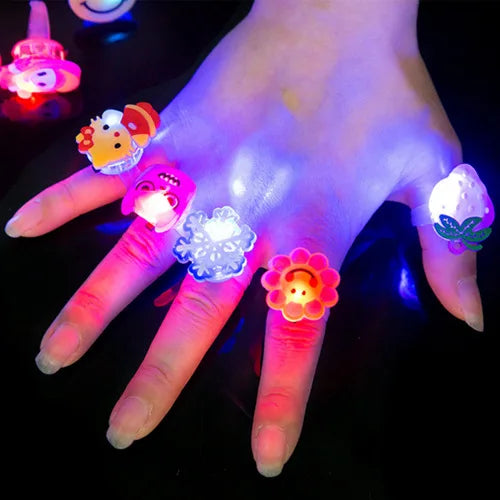 HOT SALE 10/5Pcs Cartoon LED Luminous Finger Rings Shine In The Dark Light Toys for kids Girl Birthday Party Favors Gifts - Eloy Royal