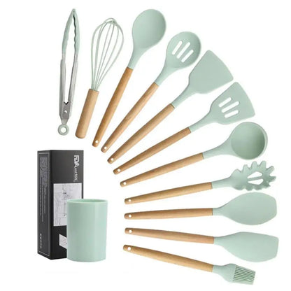 1Pcs Silicone Kitchenware Cooking Utensils Set Heat Resistant Kitchen Non-Stick Cooking Utensils Baking Tools With Storage Box T - Eloy Royal