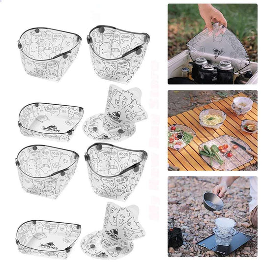 1-2PCS Portable Foldable Camping Tableware Lightweight Folding Bowl Plate Cup Filter Travel Chopping Board Food-Grade Tableware