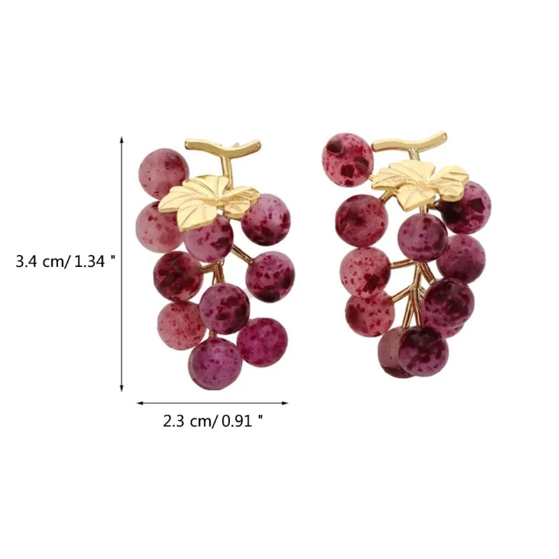 Grape Long Dangle Earrings Fruits Shaped Dangling Ear Rings Accessory